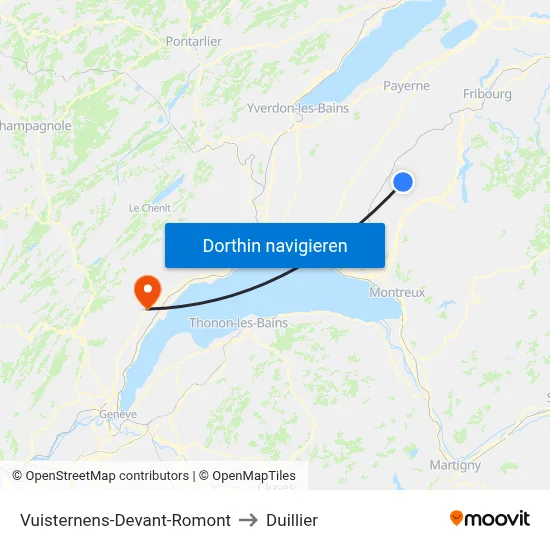 Vuisternens-Devant-Romont to Duillier map
