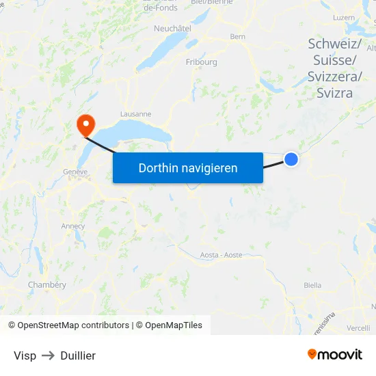 Visp to Duillier map