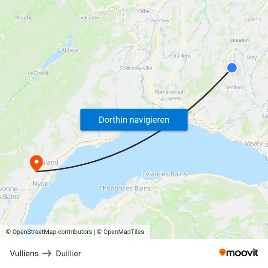 Vulliens to Duillier map