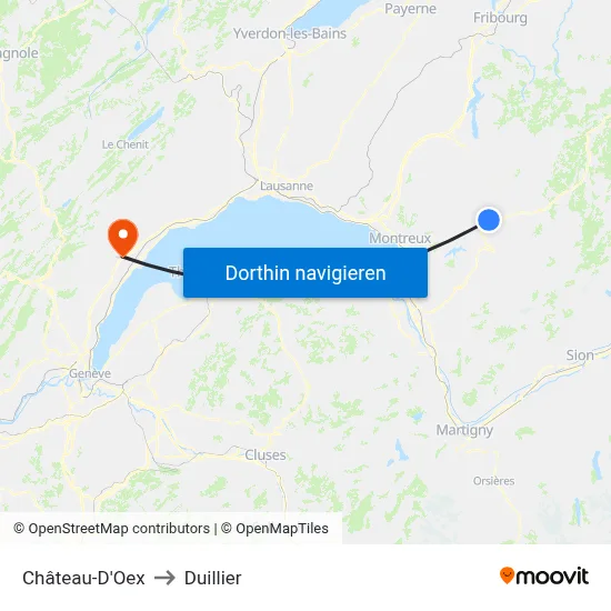 Château-D'Oex to Duillier map