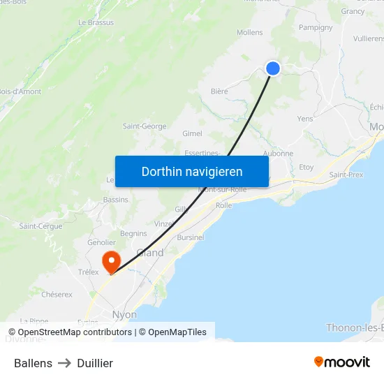 Ballens to Duillier map