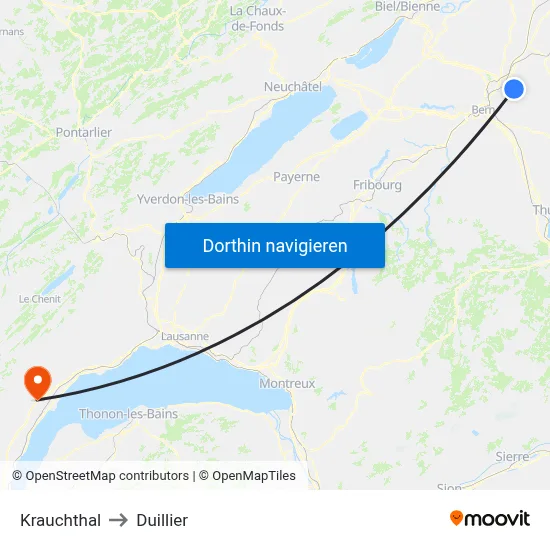 Krauchthal to Duillier map