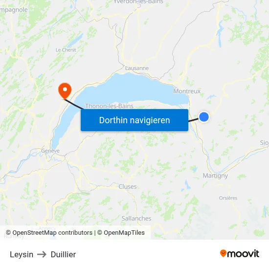 Leysin to Duillier map
