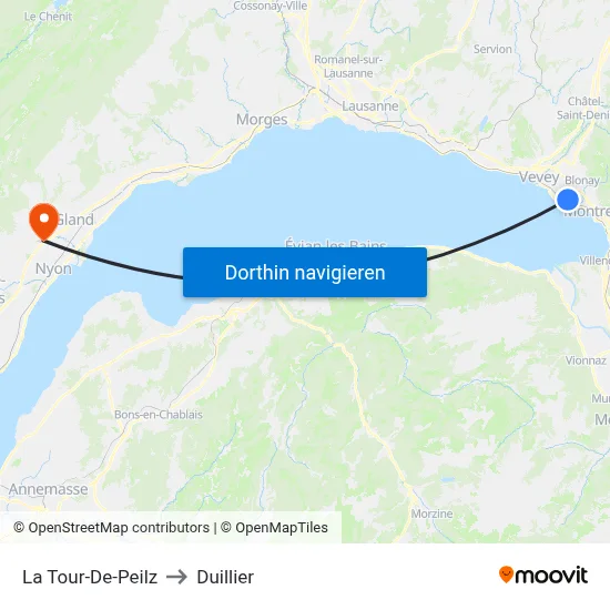 La Tour-De-Peilz to Duillier map