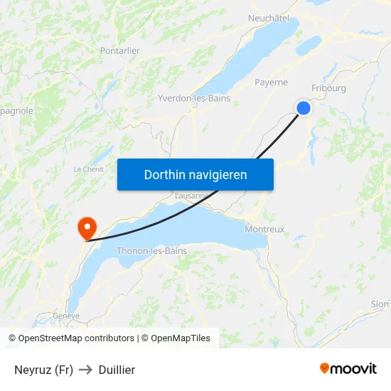 Neyruz (Fr) to Duillier map
