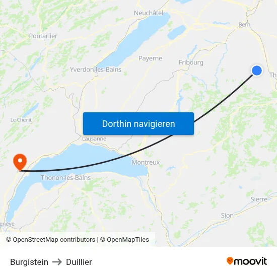 Burgistein to Duillier map