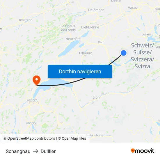Schangnau to Duillier map