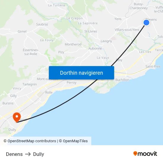 Denens to Dully map