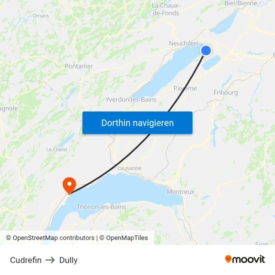 Cudrefin to Dully map
