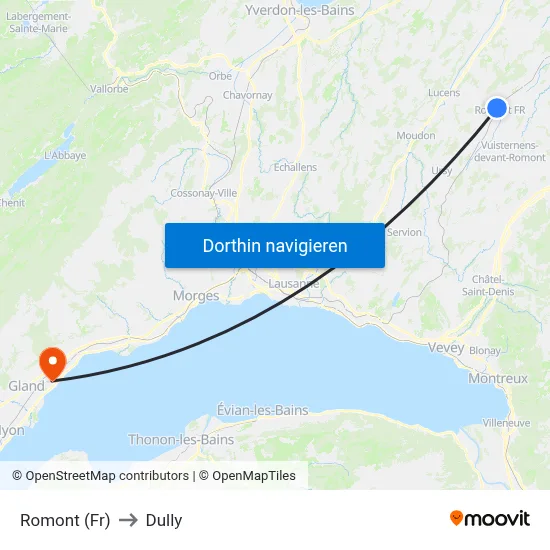 Romont (Fr) to Dully map