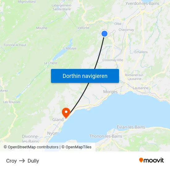 Croy to Dully map