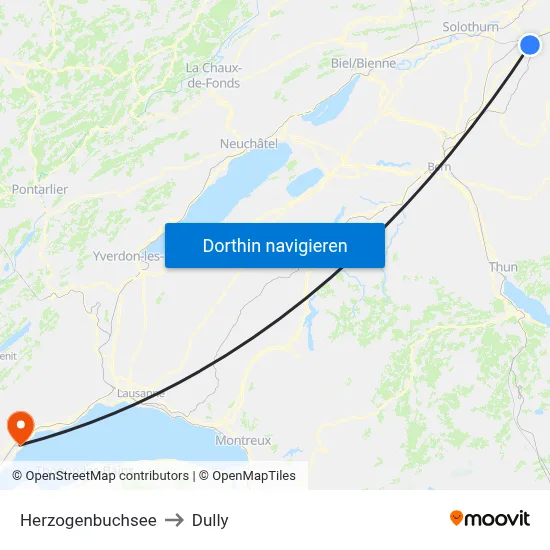 Herzogenbuchsee to Dully map
