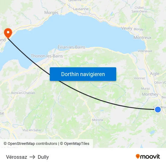 Vérossaz to Dully map