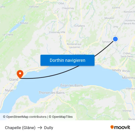 Chapelle (Glâne) to Dully map