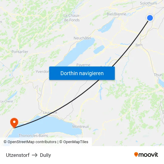 Utzenstorf to Dully map