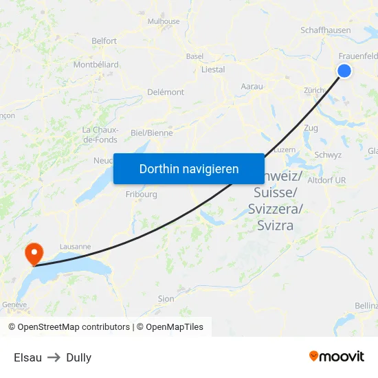Elsau to Dully map