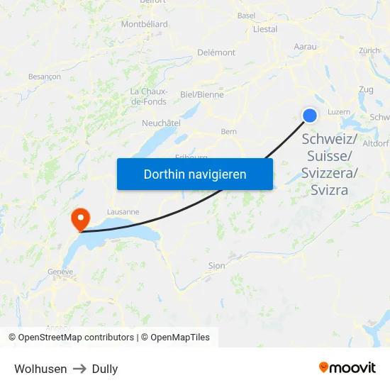 Wolhusen to Dully map