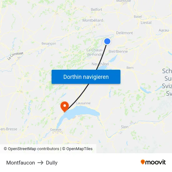 Montfaucon to Dully map
