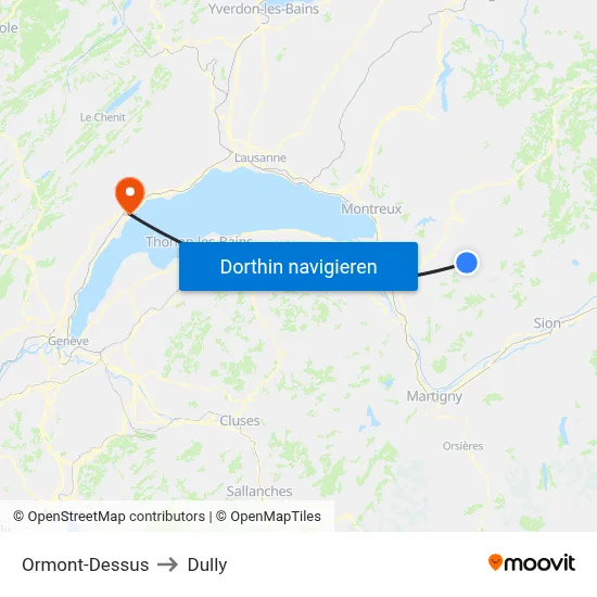 Ormont-Dessus to Dully map