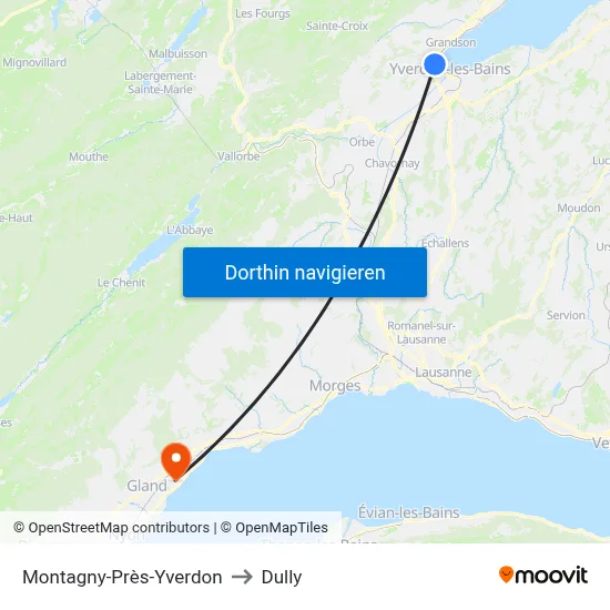 Montagny-Près-Yverdon to Dully map