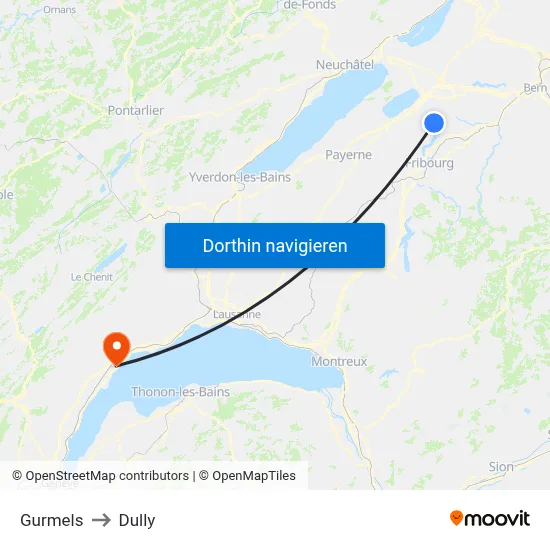 Gurmels to Dully map