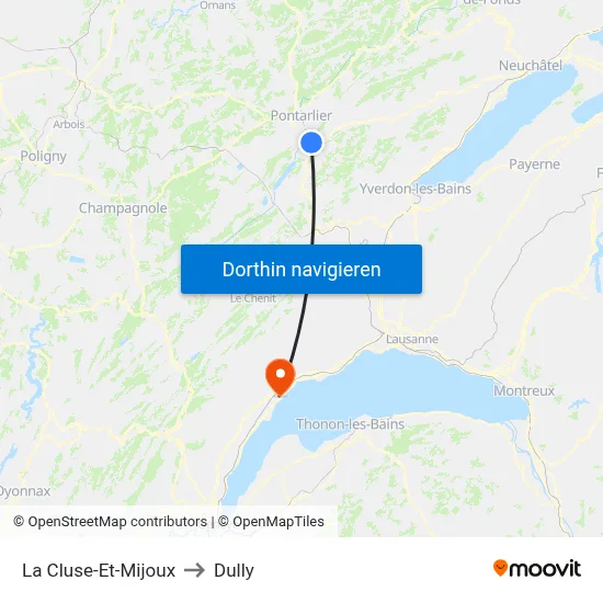La Cluse-Et-Mijoux to Dully map