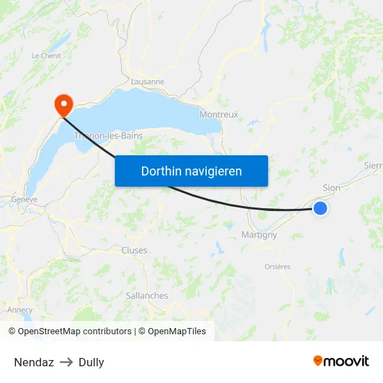 Nendaz to Dully map