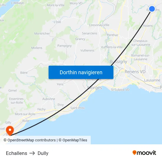 Echallens to Dully map