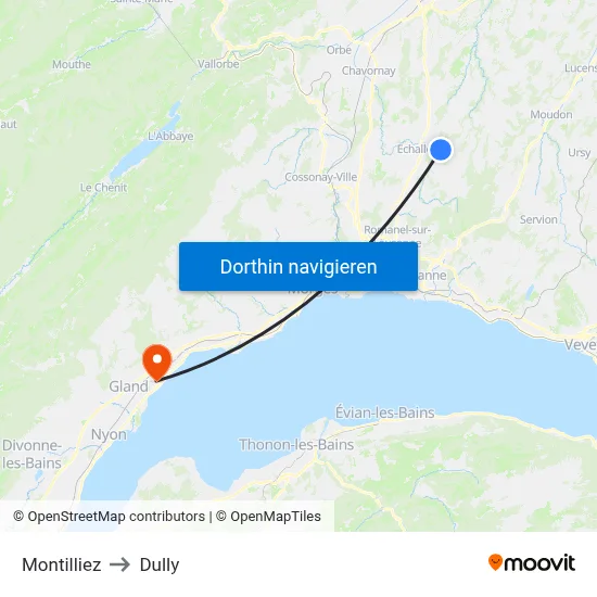 Montilliez to Dully map