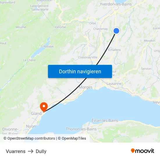 Vuarrens to Dully map