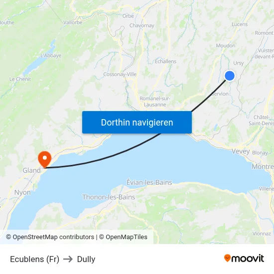 Ecublens (Fr) to Dully map