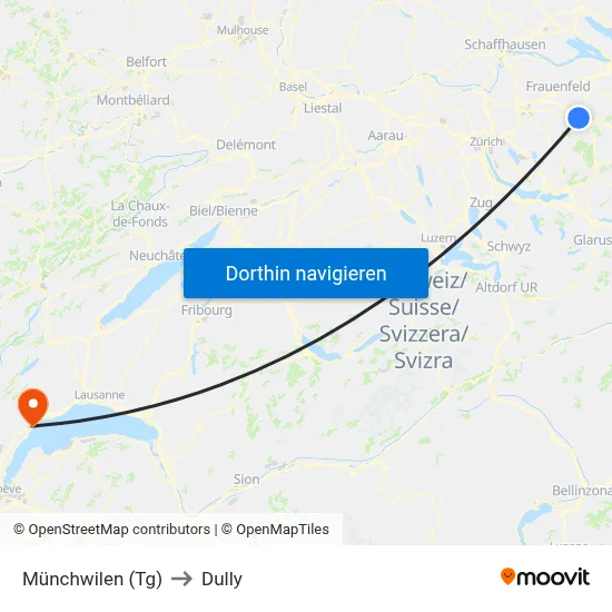 Münchwilen (Tg) to Dully map