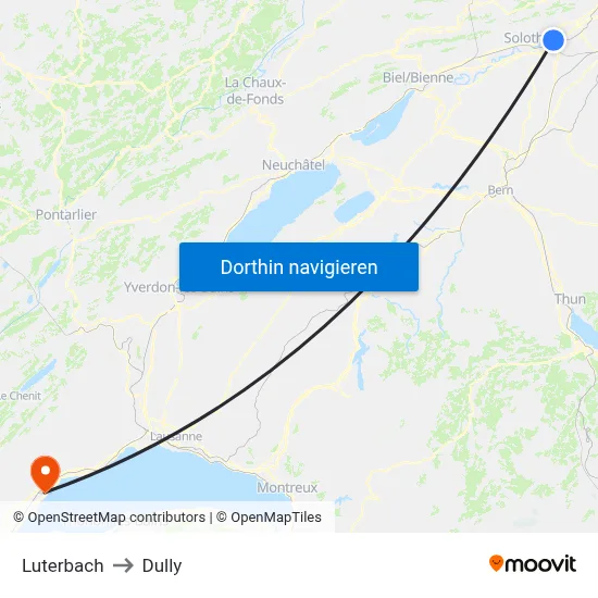 Luterbach to Dully map