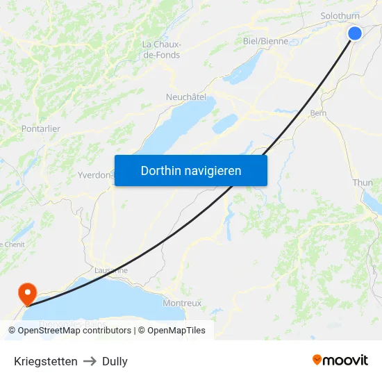 Kriegstetten to Dully map
