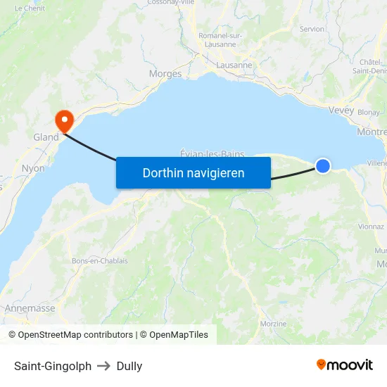 Saint-Gingolph to Dully map