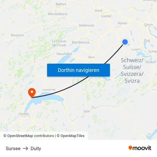 Sursee to Dully map