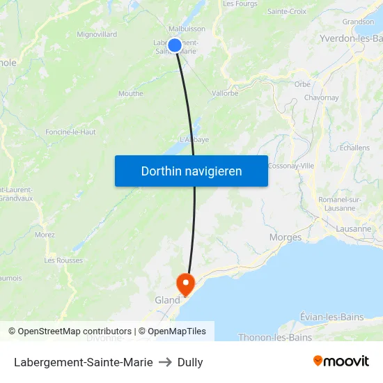 Labergement-Sainte-Marie to Dully map