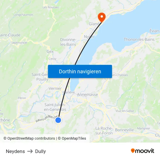 Neydens to Dully map