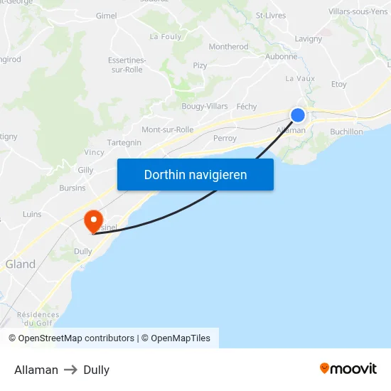 Allaman to Dully map