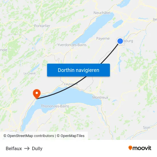 Belfaux to Dully map