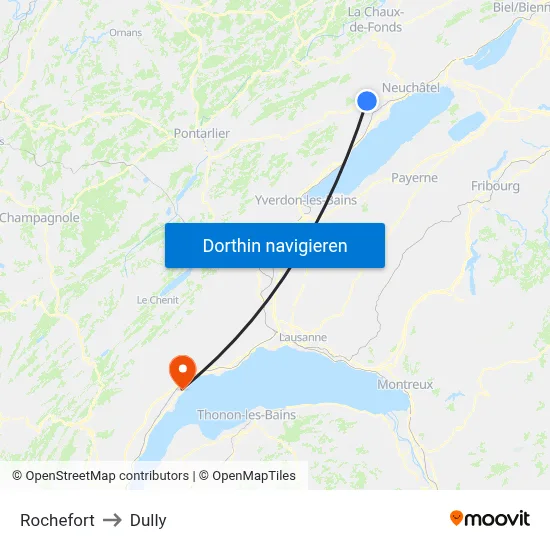 Rochefort to Dully map