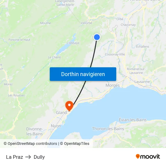 La Praz to Dully map