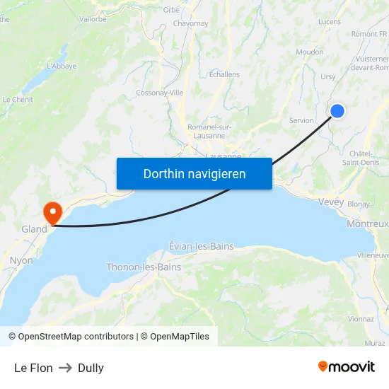 Le Flon to Dully map
