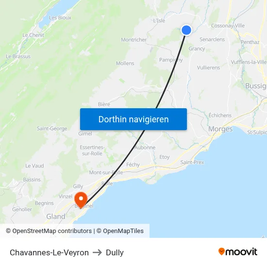 Chavannes-Le-Veyron to Dully map
