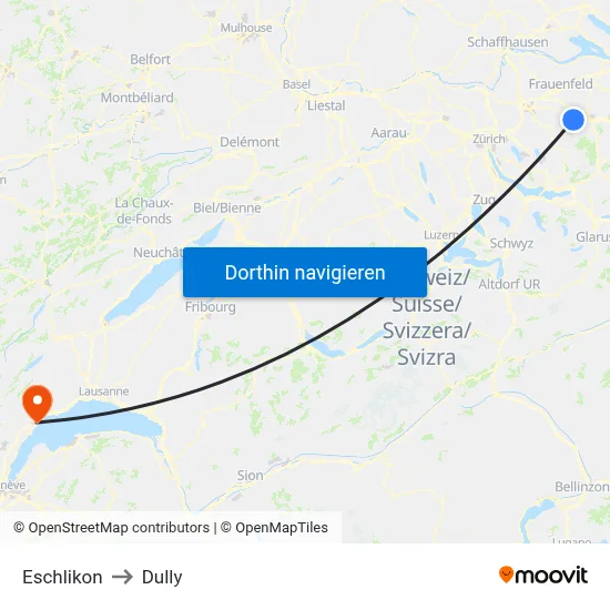 Eschlikon to Dully map