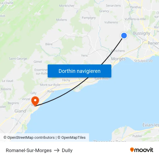Romanel-Sur-Morges to Dully map
