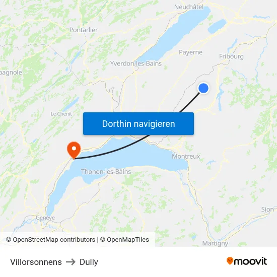 Villorsonnens to Dully map