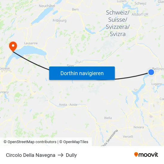 Circolo Della Navegna to Dully map