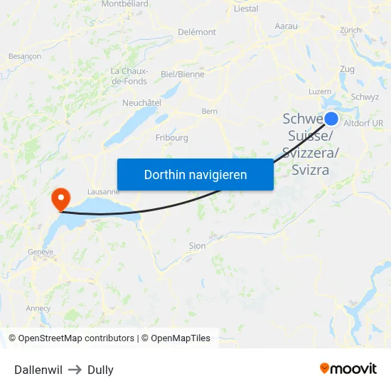 Dallenwil to Dully map