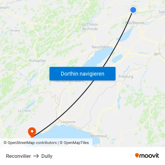 Reconvilier to Dully map
